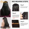 QUEENTAS Long Straight Clip in Hair Extensions for Women Highlight