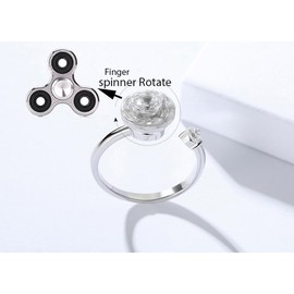 findout Women's 925 Sterling Silver Cubic Zirconia Finger Twist Spinner Shinny Open Ring for Women Girls Kids (F1838), Crystal, Cubic Zirconia