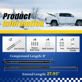 ARANA 28 inch 100 LB Gas Struts Shocks Lift Support Gas Spring for Heavy LIds RV Bed Truck Tonneau Cover Trap Basement Door TV Cabinet Tool Box, 2 Pcs Set