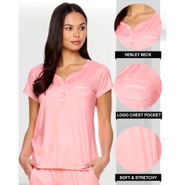 bebe Pajamas for Women Set, Womens Pajama Set with Lace, PJ Sets for Women with Top and Pajama Pants (Coral Heather, X-Large)