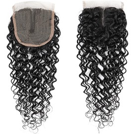 Czrleaty Jerry Curly Wave 5Bundles(50g/bundle) with 4x4 Lace Closure Brazilian Human Hair Bundles with Free Part Closure Kinky Curly Human Hair Bundles with Lace Closure(12/12/12/12/12+12"Closure)