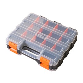 BIG RED AG322R Torin Double Sided Tool and Hardware Storage Box: Portable Small Parts Organizer with Removable Plastic Dividers for Tools, Small Items and Jewelry, Black/Orange
