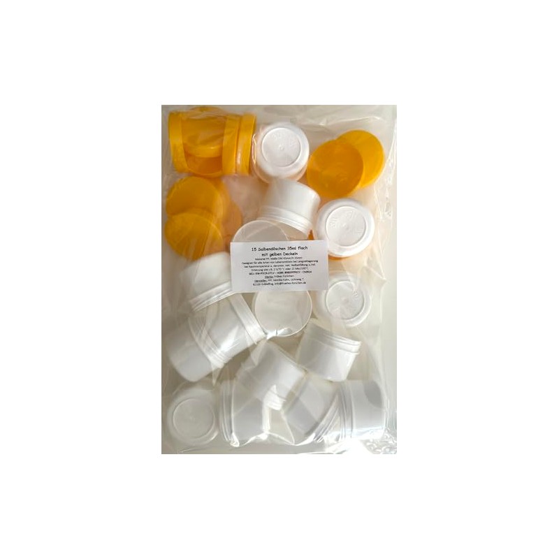 15 ointment containers, cream containers, ointment pot, flat, 35 ml