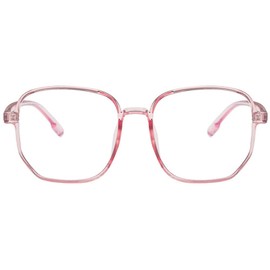KOOSUFA Fashion Large Anti Blue Light Glasses Without Prescription Women Men Retro Square Blue Light Filter Glasses Glasses Frames Computer Gaming Anti Fatigue Glasses with Case, Clear Pink