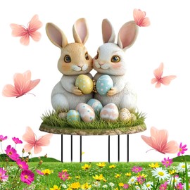 Easter bunny garden stake, Easter bunny, Easter egg, Easter decoration, outdoor Easter fairy garden stake, Easter decoration, vintage Easter bunny, Easter egg garden signs, Easter bunny, Easter eggs,