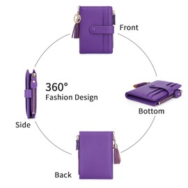 HKCLUF Women's Small Purse Women's Leather RFID Wallet with Coin Compartment Women's Purses Many Compartments, b-7 purple, Elegant