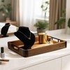 Wood Serving Tray with Handles, 17"x13" Large Decorative Ottoman Tray