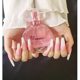 Matte Full Cover Artificial Nails Press on Nails Medium Length French Gradient Design Ballerina Fingernails Decoration for Women and Girls Beginners(24Pcs)