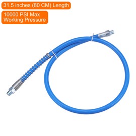 HARFINGTON Grease Gun Hose 31.5" 10000 PSI Spring Flex High Pressure Quick Release Grease Replacement with Coupler 1/8" NPT Threads for Grease Gun, Blue