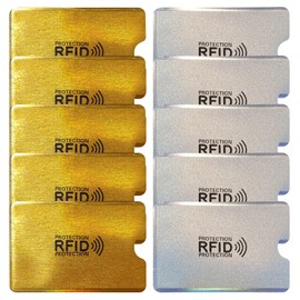 Shudyear Rfid Blocking Sleeves, 10pcs RFID Blocking Sleeves For Credit Card Protector Set RFID Identity Card Protector，Distinctive, frosted texture that shimmers in the sunlight (gold & silver)