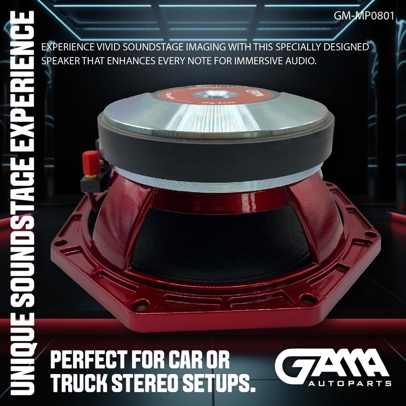 GAMA AUTOPARTS 8" High-Performance Midrange Octagonal Speaker - 1200W Max,