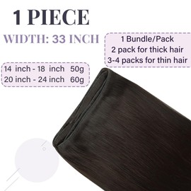Fshine Genius Weft Human Hair Extensions 18 Inch Dark Brown Weft Hair Extensions Sew in Straight Brown for Wedding,Party,Daily Life 50g