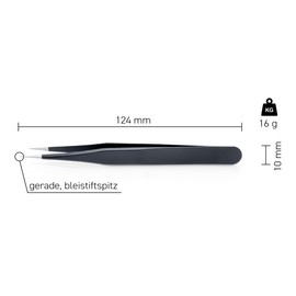 Scotle Tweezers ESD Anti-Static Coated 140 mm Long Straight Tip, RW PZE11