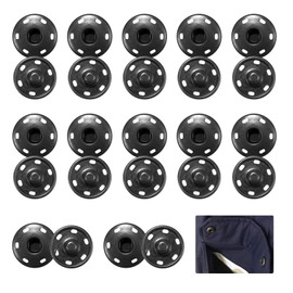 12 PCS Large Press Studs Snap Fasteners,21mm Sew-On Snap Buttons,Brass Metal Press Studs,Versatile Sewing Fasteners Buttons for Purse,Handbag,Clothes,Shoes and Hats Sewing Repair (Black)