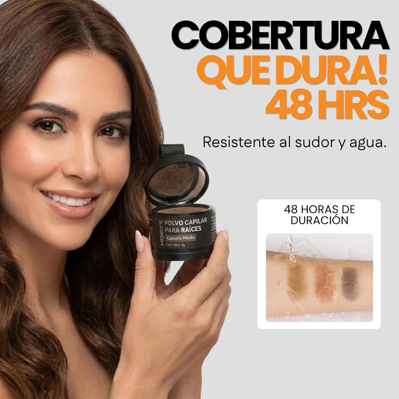 Henrys Polvo para Retocar Raíces Castaño Medio 4g, Define Línea