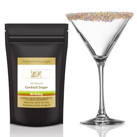Cocktail Rim Sugar - All-Natural Fruit & Veg Coloring, Gluten-Free Vegan GMO-Free (Birthday Non-Flavored, 4oz)