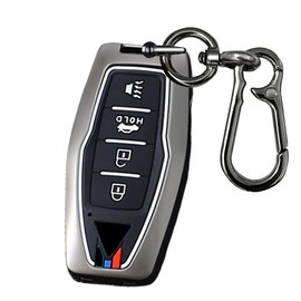 KULCSOK Key Fob Cover Case fit for Mitsubishi Outlander 2024 2023 2022 Cover Zinc Alloy Key Protector Key Holder 4 Buttons Gray