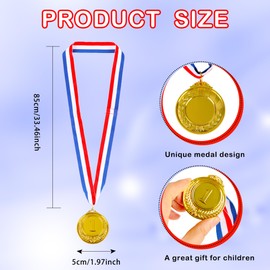 Hoarost 18 Pcs 2 Inch Gold Winner Award Medals 1st Place Award Medals with Neck Ribbons for Tournaments Competitions Prizes Sports Party Favors