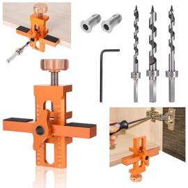 Cabinet Door Installation Jig, 2-in-1 Aluminium Alloy Versatile Cabinet Door Mounting Tools with Adjustable Positioner and 3 Precision Drill Bits, Quick-Clamp System for Frameless/Face Frame Cabinets