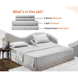 SGI bedding 28" King Split Top Flex Head Sheet 100% Egyptian Cotton Sheet Set - 600 Thread Count Flex Top Sheet Adjustable Bed - 4 Piece Sheet Set 18" Deep Pocket Sleep Number Bed - Light Grey Solid