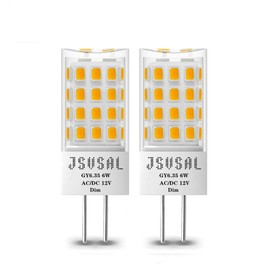 2-Pack, Dimmable GY6.35 LED Bulb, T4 JC Type GY6.35/G6.35 Bi-pin Base,AC/DC 12V Daylight White 5000K,6W Equivalent to 50-65W G6.35/GY6.35 Halogen/Xenon/Incandescent Replacement Bulb
