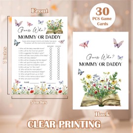 Storybook Baby Shower Games, Wildflower Butterfly Guess Who Mommy or Daddy Game for 30 Guests with Game Cards, Gender Reveal, Baby Shower Supplies & Decorations (DV43)