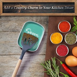 Turquoise Spoon Rest for Stove Top, DAYYET Teal Ceramic Large Spoon Holder, Spoon Rest for Kitchen Counter, Heat-Resistant Cooking Utensil Rest, Teal Kitchen Decor and Accessories