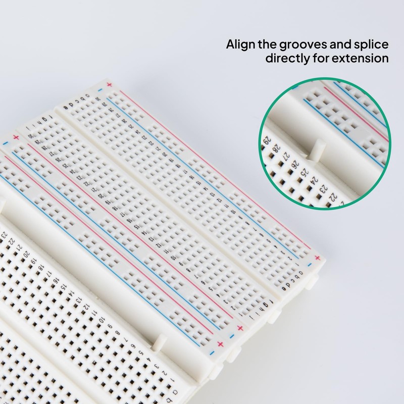 ELEGOO 3PCS 400 tie-Points breadboard, 4 Power Rails for Arduino