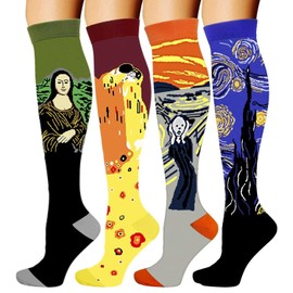 Double Couple 4 Pairs Compression Socks for Men and Women Compression Stockings