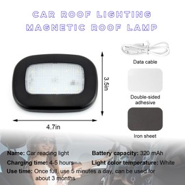 Ohleats Car Interior Ceiling Roof Lights, Magnetic Rechargeable USB Wireless Dome Lamp, LED Auto Map Reading Light Cover for Insider Roof Ceiling, Universal Car Accessories (Black)