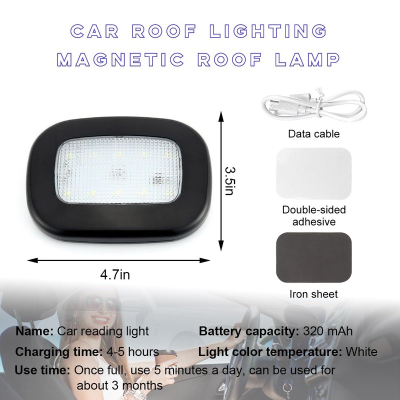 Ohleats Car Interior Ceiling Roof Lights, Magnetic Rechargeable USB Wireless