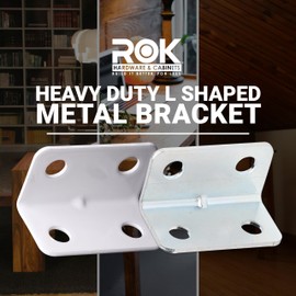 10 Pack Rok Hardware Heavy Duty Metal L Shaped Bracket, 1-1/4" (32mm) x 23/32" (18mm), Right Angle Corner Brace, Installation Support Bracket for Wooden Face Frame Cabinets, 18 Gauge, Zinc ROKMB3218Z