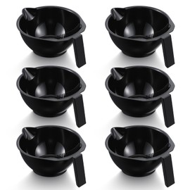 6PCS Hair Color Mixing Bowls with Measurements, Black Hair Dye Bowl Set, Dying Mixing Tinting Mixing s with Handles for Professional or Home Use