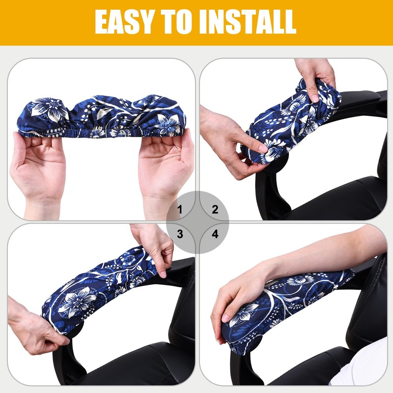 Smiry Stretch Printed Office Chair Armrest Covers, 2 Pcs Soft