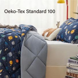 PPOLCA Queen Space Bedding Sets for Boys, 3 Pieces Kids Queen Comforter Sets, Super Soft Lightweight for All Seasons, Includes 1 Comforter (88"x88") and 2 Pillowcase (20"x26"+2")