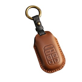 Kinotaka Genuine Leather Smart Key Case for Honda, Compatible with New Step Wagon, RP6, RP7, RP8, New Vezel, RV Series, Civic FL1, Type R, New Odyssey, Elysion, etc, Braun