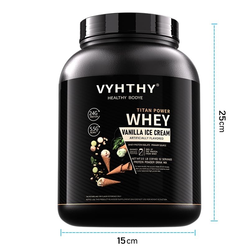 VYHTHY Vanilla ICE Cream Whey Protein Powder - 24g Protein