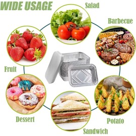 JOKOLO Pack of 10 PCS | Aluminium Container | 6x5x2 Inch Aluminium Foil Pans with Lids | Disposable for Cooking, Baking & Storage. UK NO-2 | (150 X 120 X 50 MM) | Up to 500 ML| (15X12X5CM, 10, Piece)