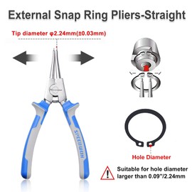SPEEDWOX Circlip Pliers 9-Inch Snap Ring Pliers External Heavy Duty Precision Cir-Clip Retainer Ring Pliers Straight Jaw for Ring Remover Retaining and Remove Hoses, Blue