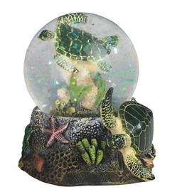 ICE ARMOR 3.75" H Green Sea Turtle Glitter Snow Globe Statue Sculpture Ornament Decoration Home/Room Decor Ideas for Housewarming, Holidays and Birthdays Great Collectible Addition