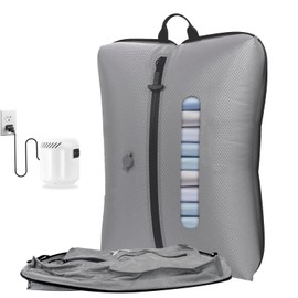 2025 Vacuum Bag for Travel with See-through Window & 5KPa Pump 420D Nylon Vacuum Seal Bag for Clothing Travel IP67 Reusable Packing Organizer for Luggage, Backpack, Suitcase Grey 1PC+Pump