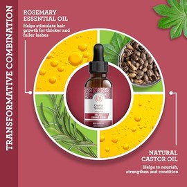 GuruNanda- Suero potenciador de pestañas con aceite de ricino natural y aceite de romero con aplicador de pincel, ayuda a las cejas y