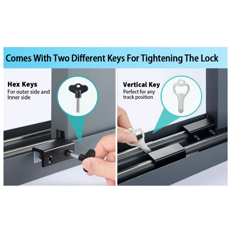 10 Set Window Lock 2 Holes Sliding Door Stopper High