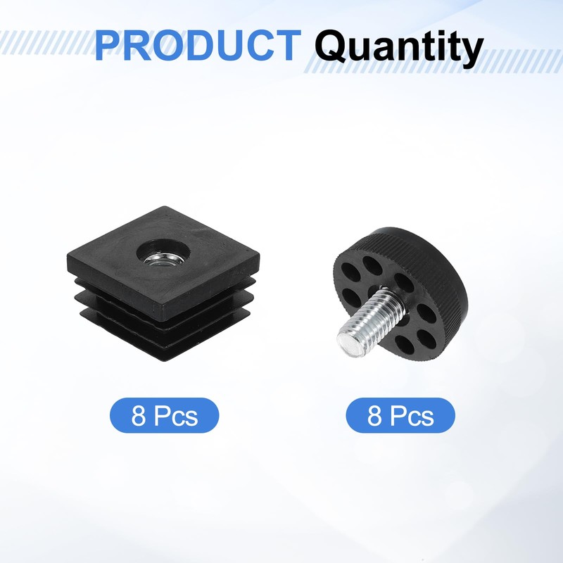 sourcing map 8 Set Leveling Feet, M8x30x30mm Plastic Adjustable Furniture