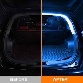 NHHEO Car LED Strip Light For Trunk, 158Inch IP67 Silicone Waterproof Neon Light Strip Embedded, Flexible Cutting Universal Auto Interior Lights(Blue)