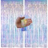 2 Pcs Iridescent Tinsel, Iridescent Backdrop, Holographic Tinsel Foil Fringe
