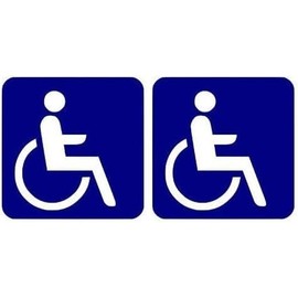 Pure Print Cut Pack of 2 Wheelchair User Stickers, 10 x 10 cm, Weatherproof Disabled Warning Sticker for Car and Windows, Blue with White Symbol