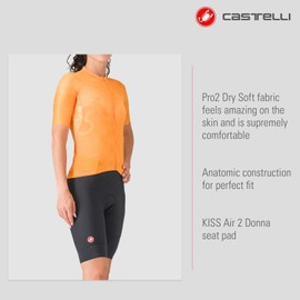 CASTELLI Women’s Prima 2 Short, Endurance Shorts for Road and Gravel Biking with Seat Pad & High-Visibility Reflective Tabs - Black/Black - Medium