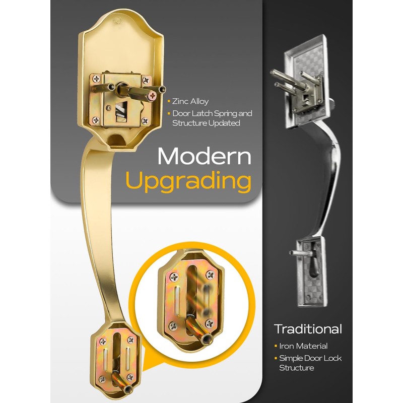 EHOMEWARE 1 Pack Gold Entry Door Handles, Front Door Knobs