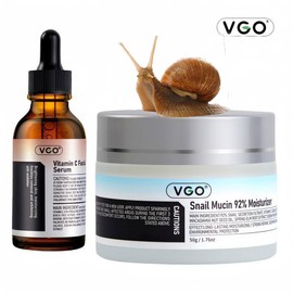 AOLG VGO Baba De Caracol Restorative Daily Care Set-Vitamin CSerum |92% $nail Moisturizer for Hydration Skin Radianceand Reduce wrinkles nida korean cream - Specification: VC Facial Serum 30ML+Snail Mucin